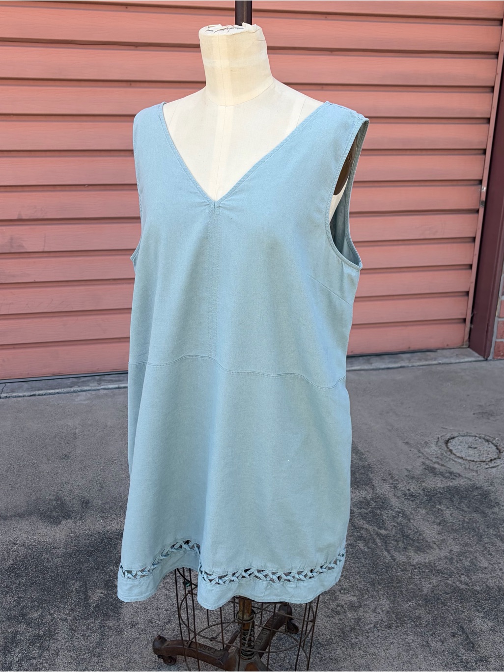 Nicole Miller New York Linen Blend Shift Dress, Xl, Sage Green